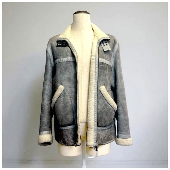 Versace Jeans Couture Other - Versace Jeans Couture Distressed Shearling Jacket – Gray | Vintage Luxury